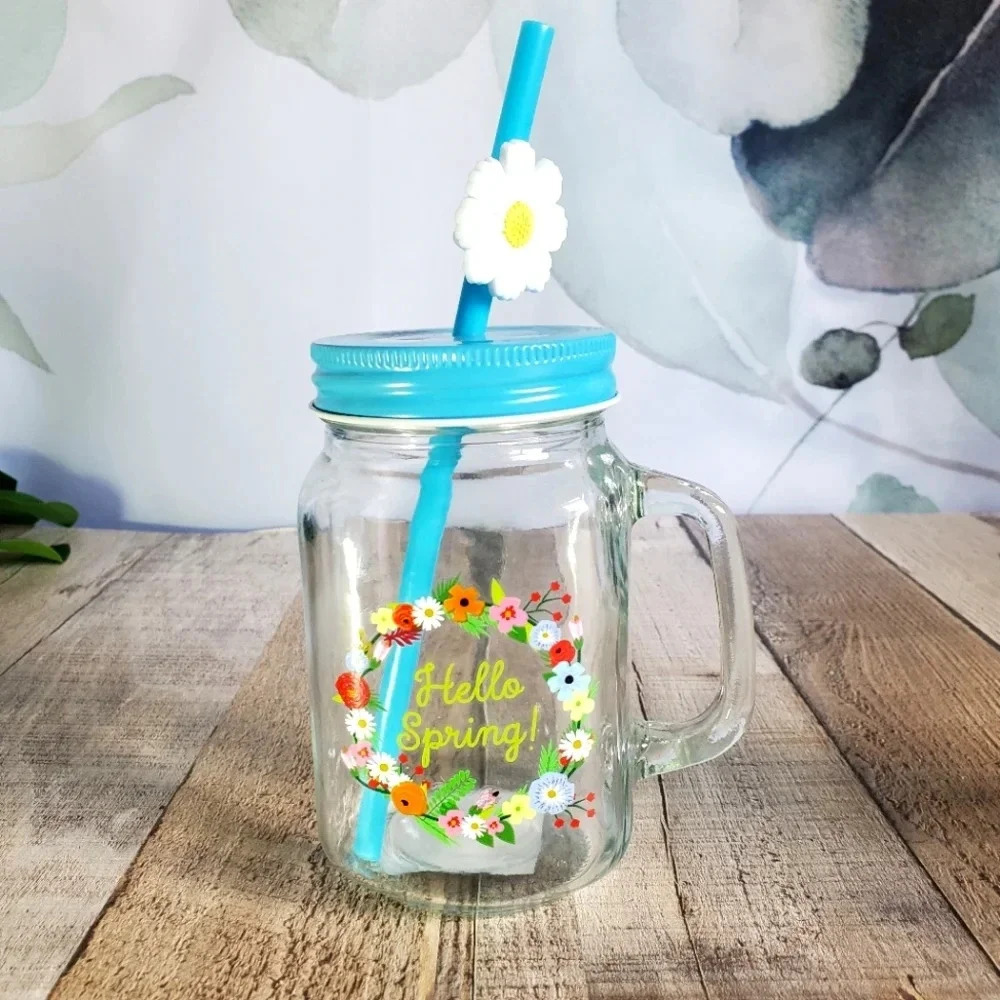 MASON JAR Hello Spring 16oz Cup w/ Straw